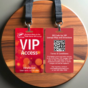 VIP Pas Badge Aangepaste Rode Bokeh QR Code & Lo