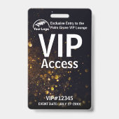 VIP Pas Badge | Aangepaste Zwarte Bokeh QR Code & (Voorzijde)