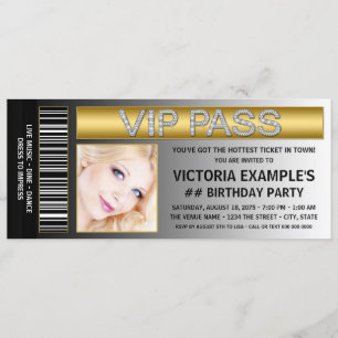 VIP-pas ticket stijl verjaardagsfeestje Kaart