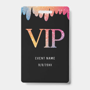 VIP-pas zwarte moderne glitter Badge