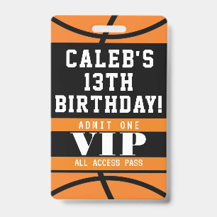 VIP-pasbadge voor basketbalverjaardagsfeestje Badge