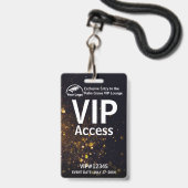 VIP Pass-badge | Aangepaste Black Bokeh QR-code &  Badge (Voorkant met koord)