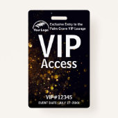 VIP Pass-badge | Aangepaste Black Bokeh QR-code &  Badge (Voorkant)