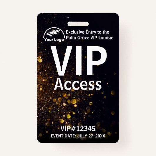 VIP Pass-badge | Aangepaste Black Bokeh QR-code &  Badge (Voorkant)