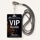 VIP Pass-badge | Aangepaste Black Bokeh QR-code &  Badge (Voorkant met draagriem)