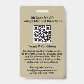 VIP Pass-badge | Aangepaste Gouden Folie QR Code & Badge (Achterkant)