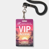 VIP Pass-badge | Aangepaste Palm Grove QR-code & L Badge (Voorkant met koord)