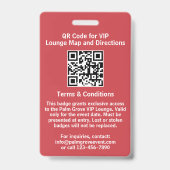 VIP Pass-badge | Aangepaste rode Bokeh QR-code & L Badge (Achterkant)