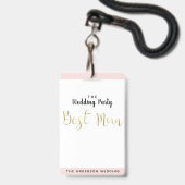 VIP Pass Badge Beste Man Gold Wedding Party (Front with Lanyard)