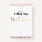 VIP Pass Badge Beste Man Gold Wedding Party (Achterkant)