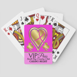 VIP PASS - Casino - Roze lint - Spelkaarten Pokerkaarten