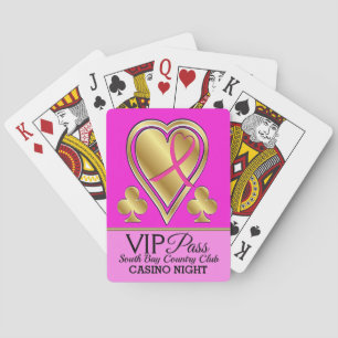 VIP PASS - Casino - Roze lint - Spelkaarten Pokerkaarten