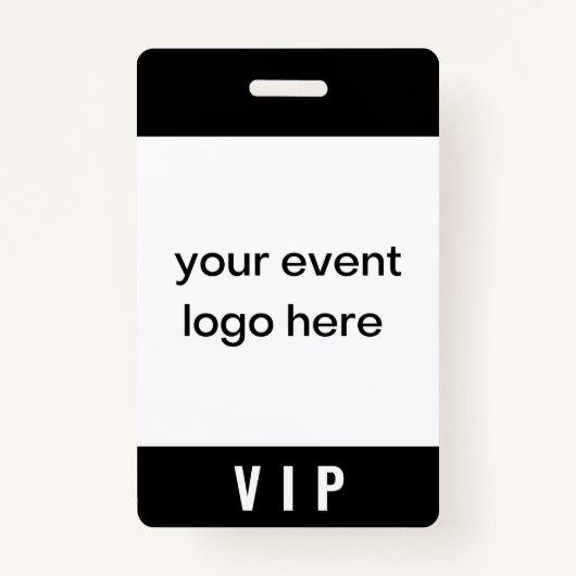 VIP Pass Eenvoudig Zwart en Wit Badge (Voorkant)