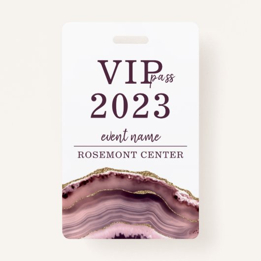 VIP Pass Event Name Exhibit Badge (Voorkant)