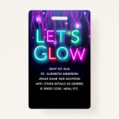 VIP Pass Glow in Dark Party UNIQUE INVITATION IDEA Badge (Achterkant)