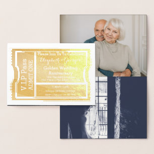 VIP Pass Golden Wedding Jubileum Ticket Folie Kaarten