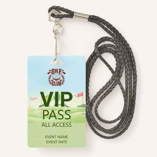 VIP PASS Golf Club League Logo Badge (Voorkant met draagriem)