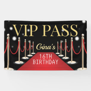 VIP Pass Hollywood Tapis rouge Bannière d'annivers