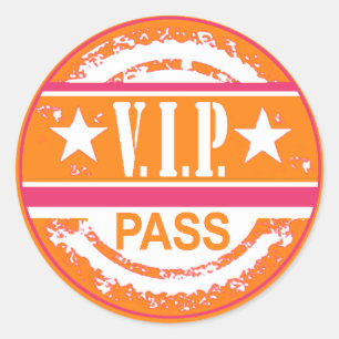 VIP Pass Party Sticker (pompoen heet roze)