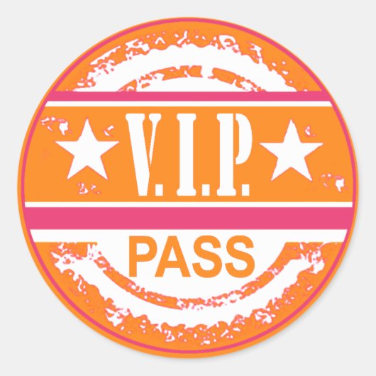 VIP Pass Party Sticker (pompoen heet roze) (Voorkant)
