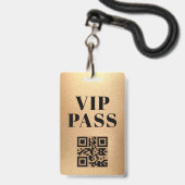 vip pass qr code minimalistisch modern goud badge (Voorzijde met lanyard)