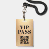 vip pass qr code minimalistisch modern goud badge (Achterkant met lanyard)