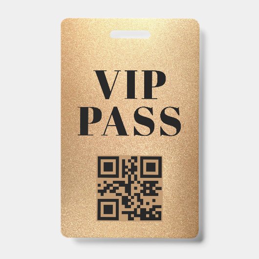 vip pass qr code minimalistisch modern goud badge (Voorzijde)