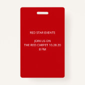 VIP Pass Red Carpet Badge (Achterkant)