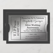 VIP Pass Silver Wedding Jubileum Ticket Kaart (Voorkant / Achterkant)