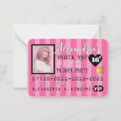 VIP PINK Stripes Carte de crédit Photo Invitations (Devant)