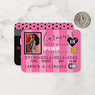 VIP Pink Stripes Photo Carte de crédit Invitation