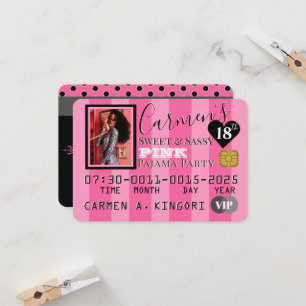 VIP Roze & Zwarte Foto Verjaardagsfeest Creditcard Kaart