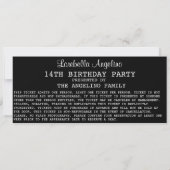 VIP Ticket Birthday Invitation (zwart) Kaart (Achterkant)