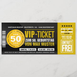 VIP-TICKET Einladungskarten (ocker-orange) Kaart
