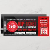 VIP-TICKET Einladungskarten (rot) Kaart (Voorkant / Achterkant)