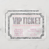VIP Ticket Silver and Pink Diamonds Kaart (Voorkant / Achterkant)
