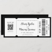 VIP Ticket Zwart-wit bruiloft uitnodiging (Voorkant / Achterkant)