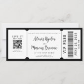 VIP Ticket Zwart-wit bruiloft uitnodiging (Voorkant)