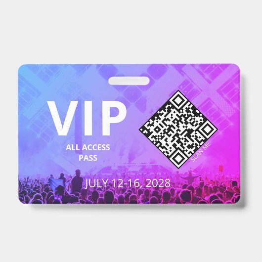 VIP-toegangspas QR-code evenement horizontaal Badge (Voorzijde)