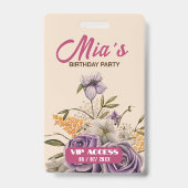 VIP-toegangspas Verjaardagsfeestje Badge (Achterkant)