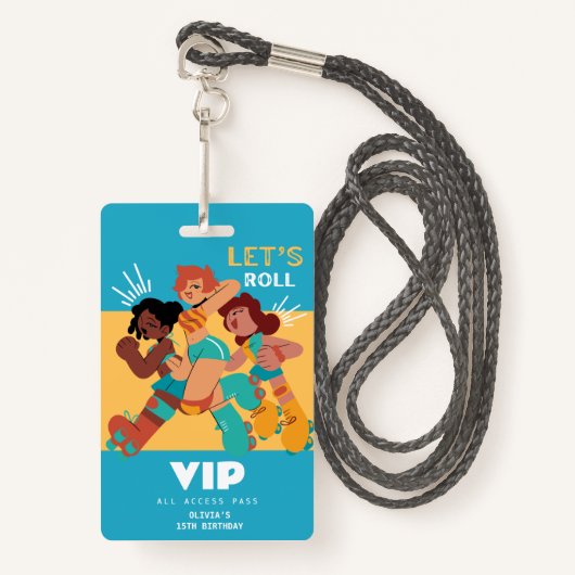 VIP uitnodiging voor verjaardagsfeestje voor meisj Badge (Voorkant met draagriem)