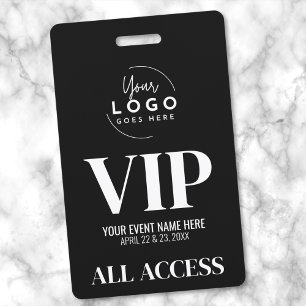 VIP Uw Logo Zwart Wit All Access Event Badge