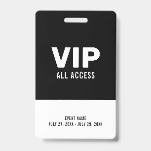 VIP van de Zwarte & Witte Gebeurtenis Al identitei Badge