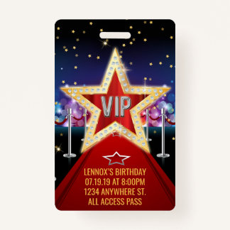 VIP van het rode tapijt Pas Birthday Badge Uitnodi