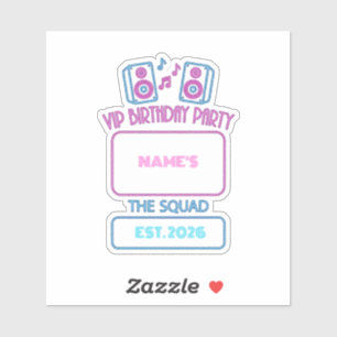 VIP Verjaardagsfeest Neon Squad Persoonlijke Gast Sticker