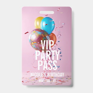 VIP-verjaardagsfeestpas aangepaste foto evenement Badge