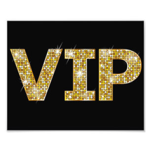 VIP voor zwarte en goudglitter Foto Afdruk