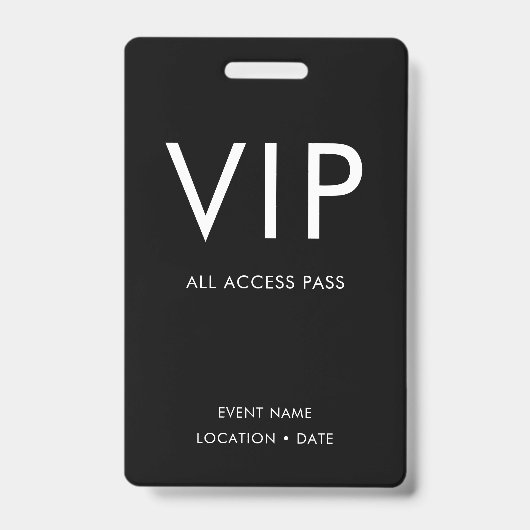 VIP Zwart & Wit Minimalist Badge (Voorzijde)