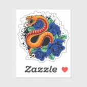 Viper en blauwe Rozen Sticker (Vel)