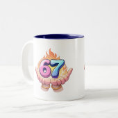 Viral 67 Meme Fire Hands Graphic Trendy Kids Mug (Devant gauche)